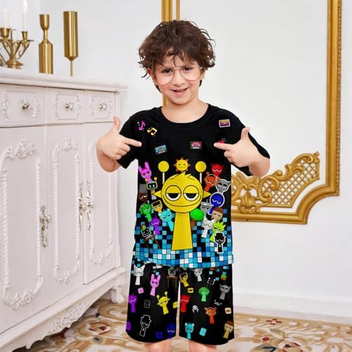 COSEFUMO Boys Kids Cartoon T-Shirts Pants 2Pcs