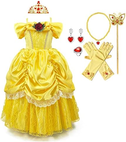 Belle Princess Beauty and the Beast Halloween Christmas Party Kids Costume 3-13