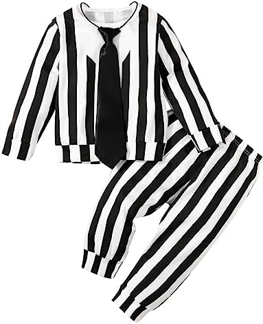 Toddler Halloween Outfit Black and White Striped Halloween 2024