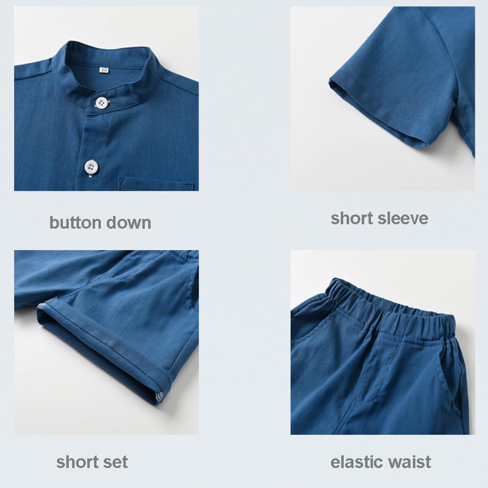 Casual Summer Outfit - Henley Shirt Shorts Set for Toddlers Boys