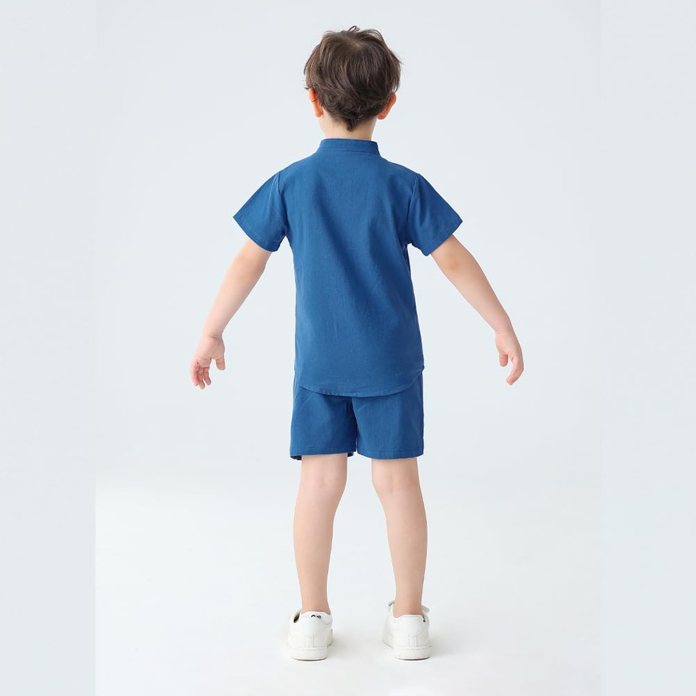 Casual Summer Outfit - Henley Shirt Shorts Set for Toddlers Boys