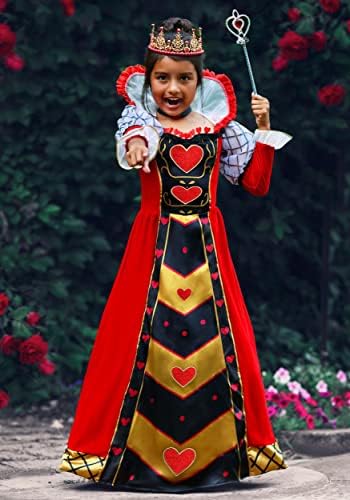 Queen of Hearts Dress for Girls - Puff Sleeves - Standing Collar