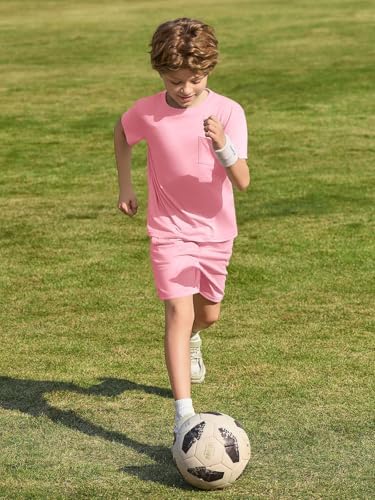 Haloumoning Boys Short Sleeve Tee Shorts Set Ages 5-14