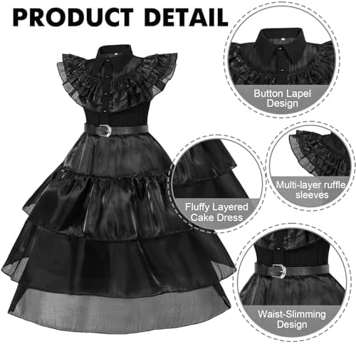WYB Black Costume Dress for Girls - Cosplay Party Set