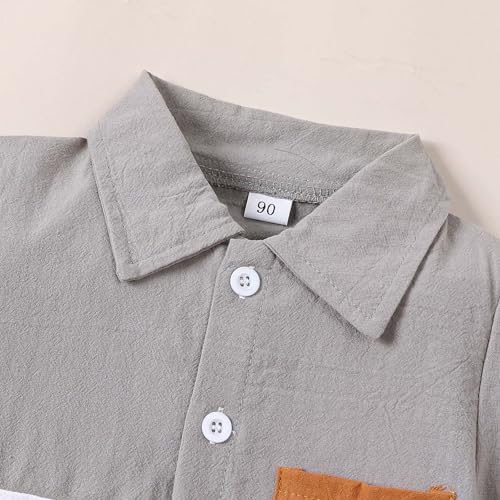 boys cotton-linen short sleeve shirt set 2 piece