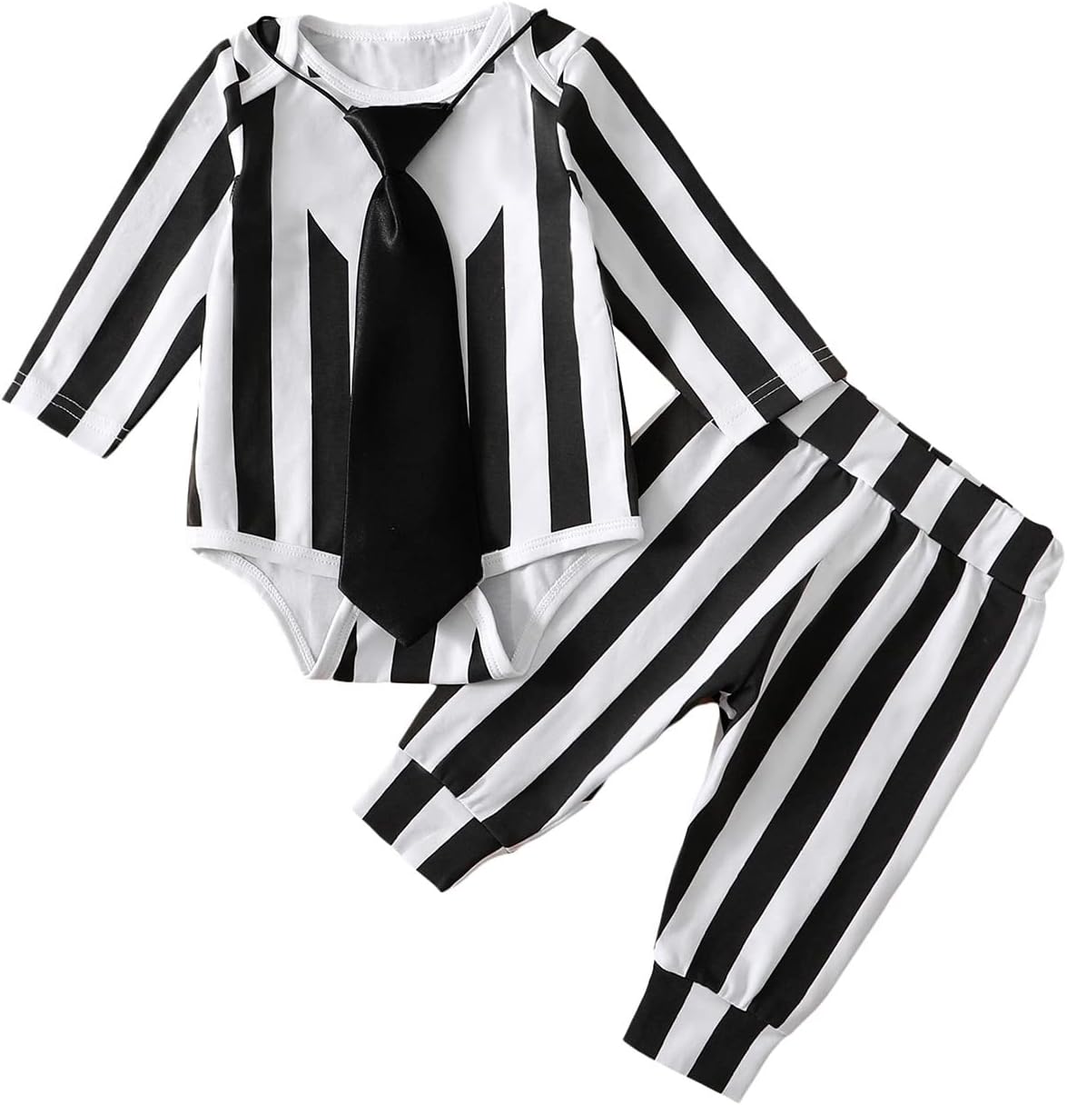 XElement Halloween-Bapedoo Black White Striped Newborn Halloween Costumes
