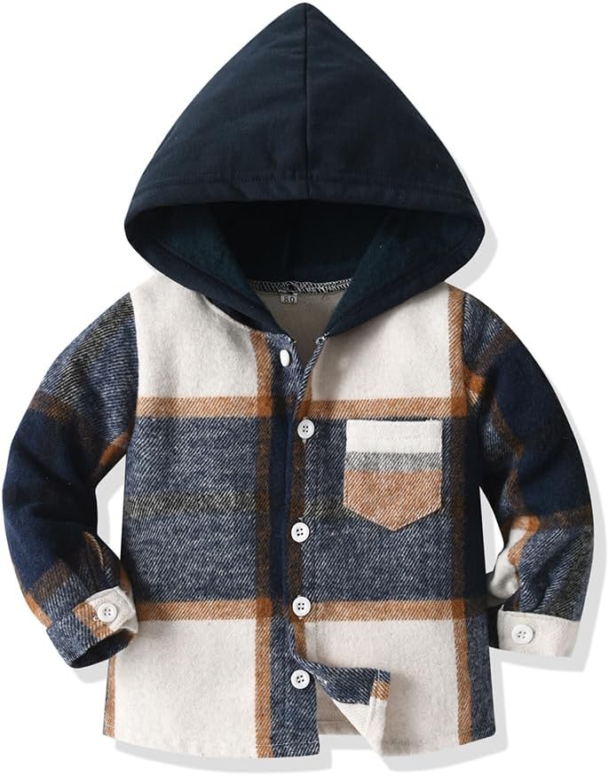 Little Toddler Boys Cotton Plaid -Hoodies beenpdLEXE