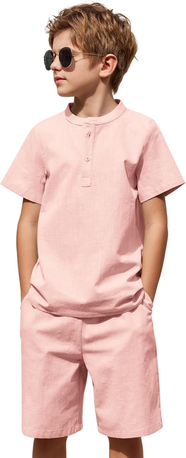 Arshiner Boys 2-Piece Cotton Linen Set