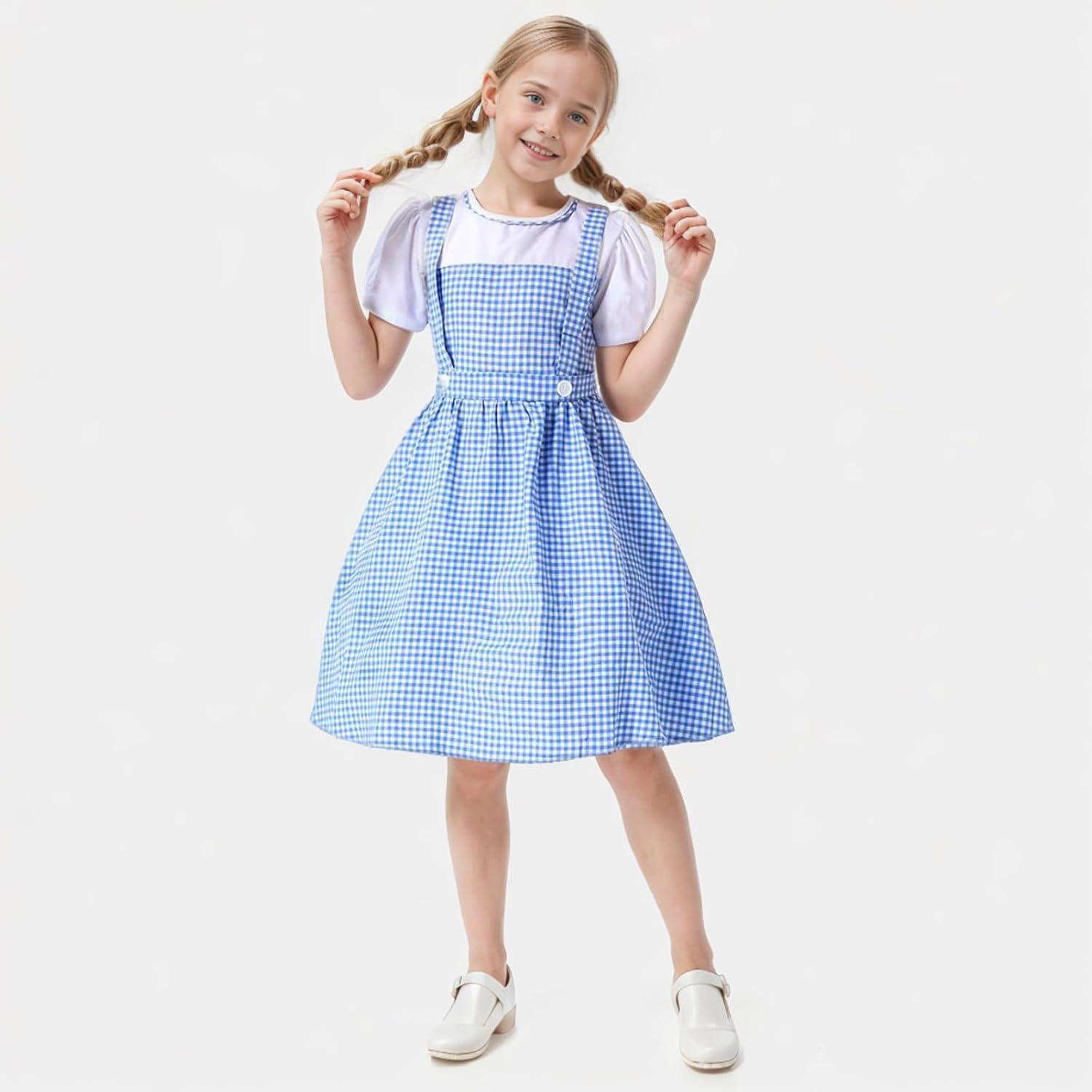 Girls Blue Plaid Halloween Costume with Accessories