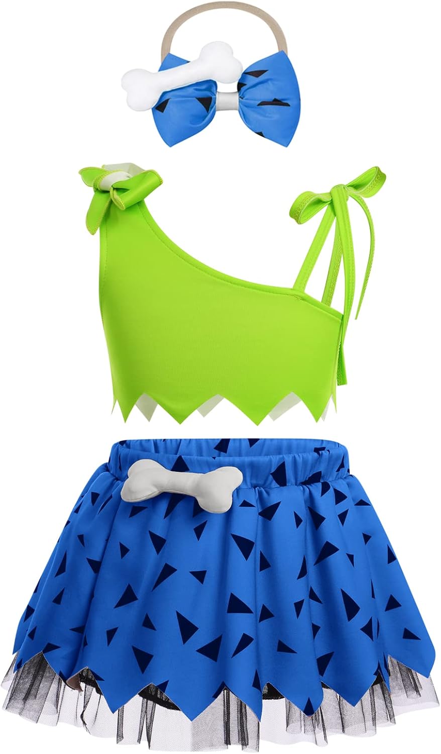 Exclusive IDOPIP Halloween costume - Stone Age Kids Baby CavemanCave Girl Bam Bam Costume