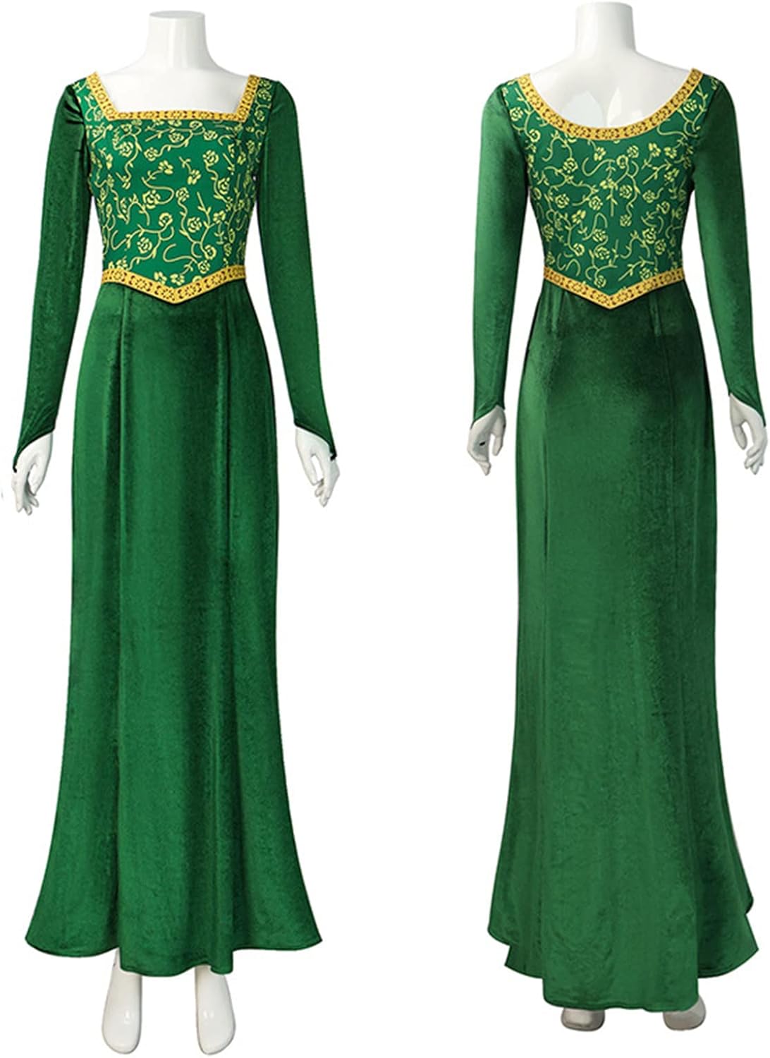 Masfrida Princess Fiona Costume Dress Long Sleeve Outsuit Halloween adults