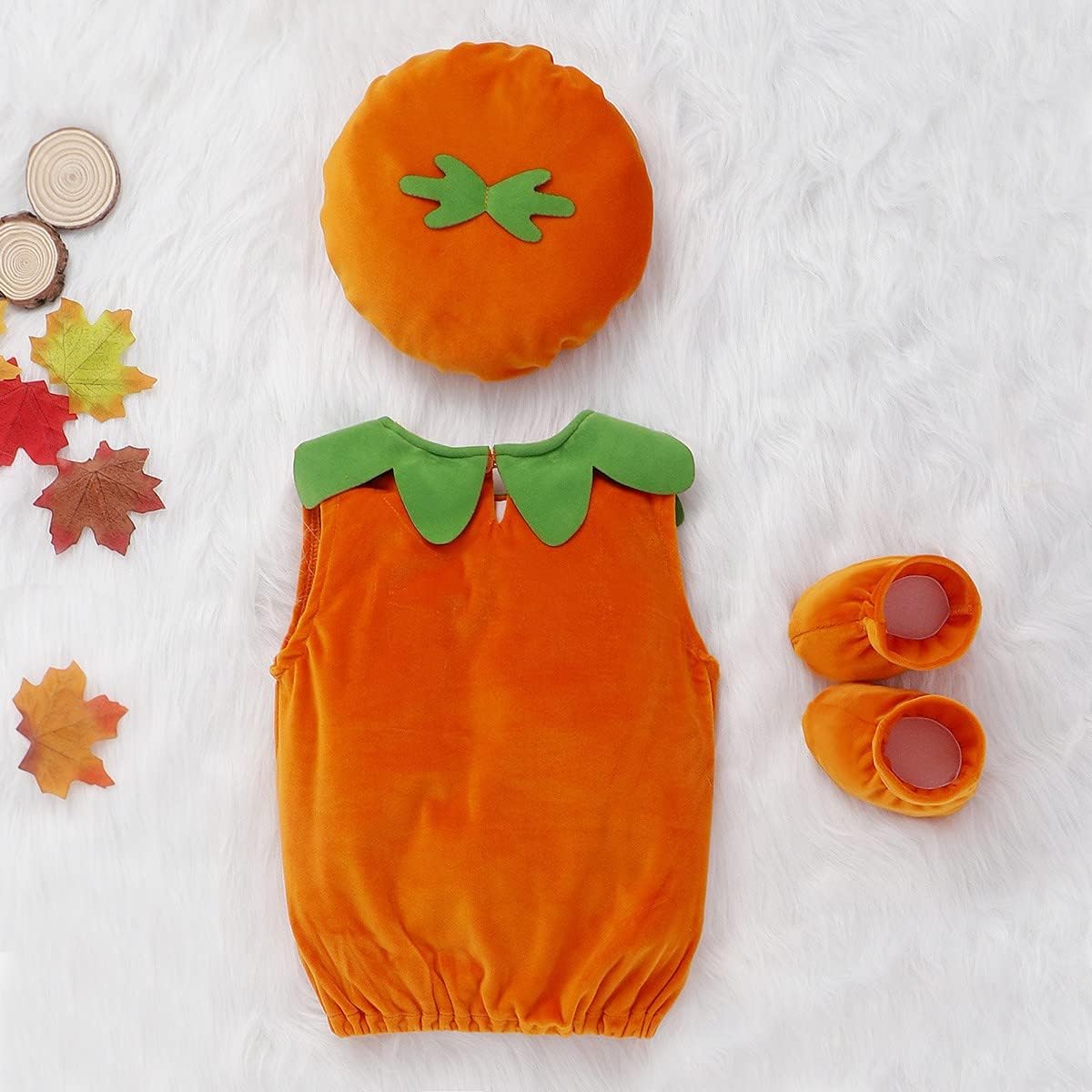 metallic orange Halloween pumpkin costume for baby boys girls
