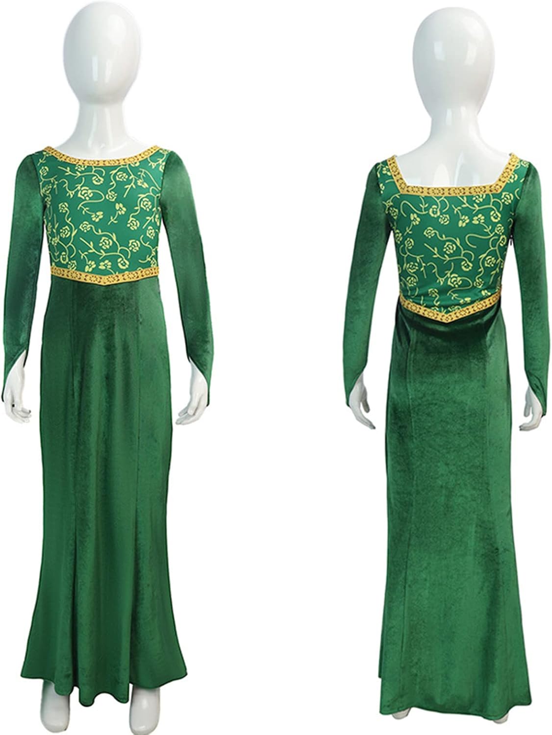 Masfrida Princess Fiona Costume Dress Long Sleeve Outsuit Halloween adults