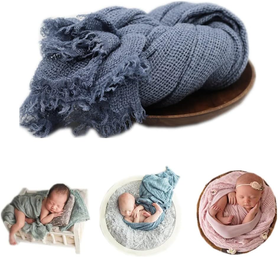 Coberllus Baby Mesh Blanket Photography Props Blue