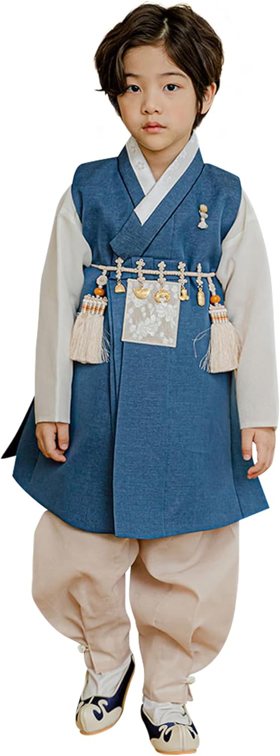 Perfect Solid Blue Boy Korean Hanbok