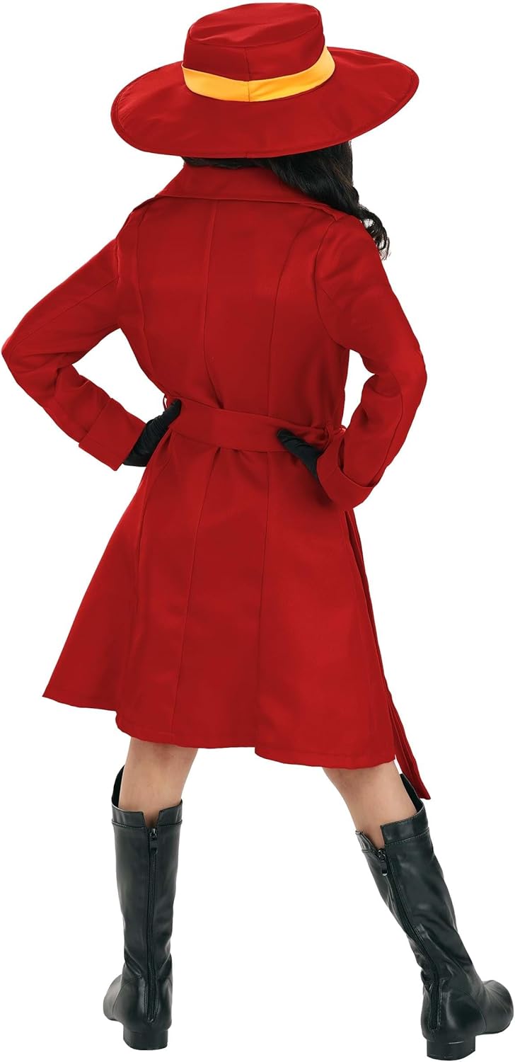 Carmen Sandiego Red Trench Coat Costume for Girls - Medium