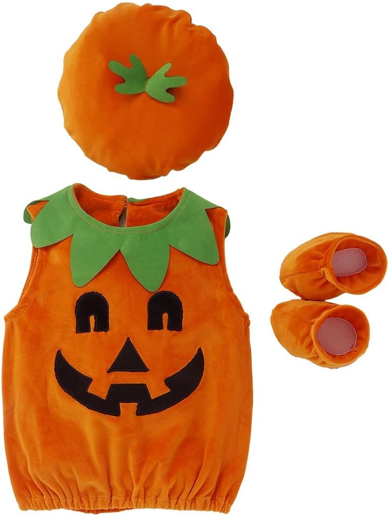 metallic orange Halloween pumpkin costume for baby boys girls