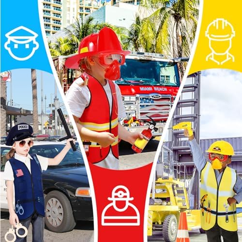 Bonuci 3-7 Years Kids Police Fireman Worker Costumes Set Toys Games