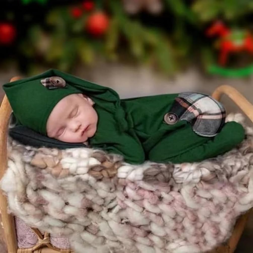Newborn Baby Christmas Hat Legging Set for Photography