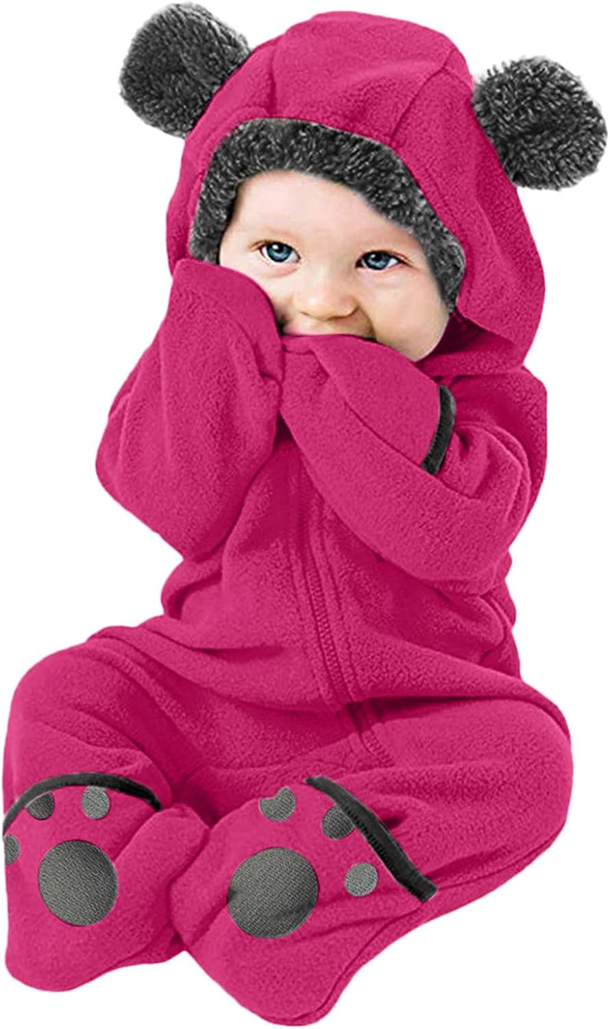 AnFeng Kids Winter Romper Cartoon Boys 2-7 Years Hot Pink Unisex Lightweight