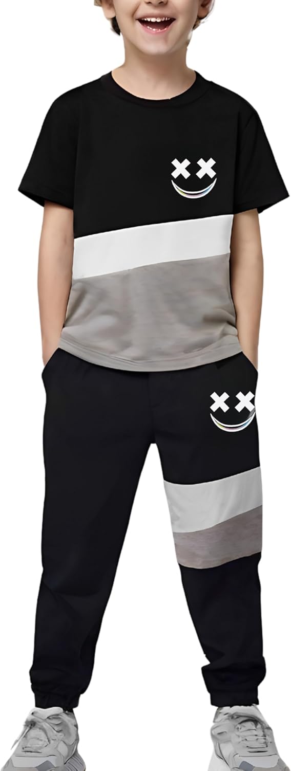 Vitalique Boys Summer Outfit T-Shirts Pants Set