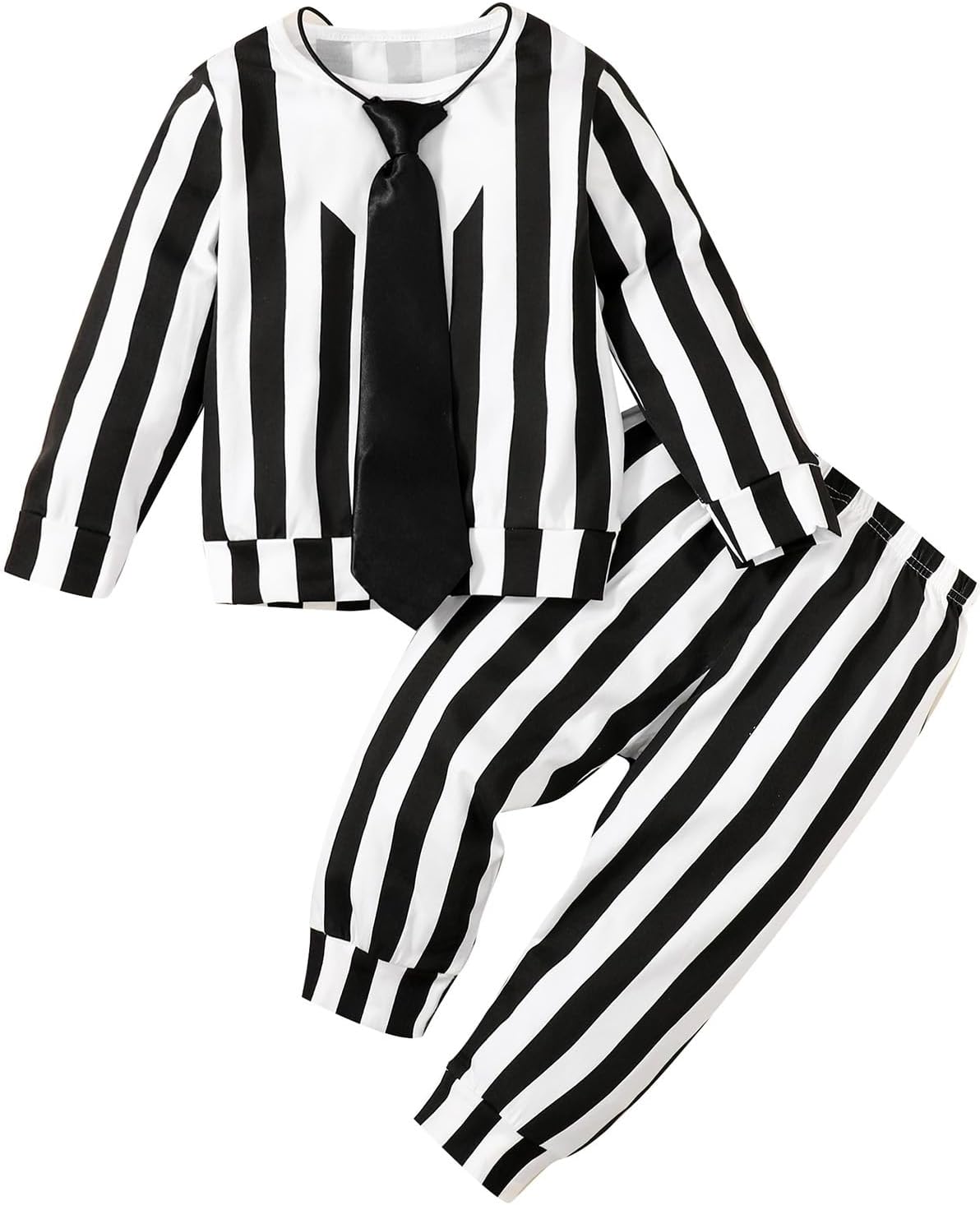 Toddler Halloween Outfit Black and White Striped Halloween 2024