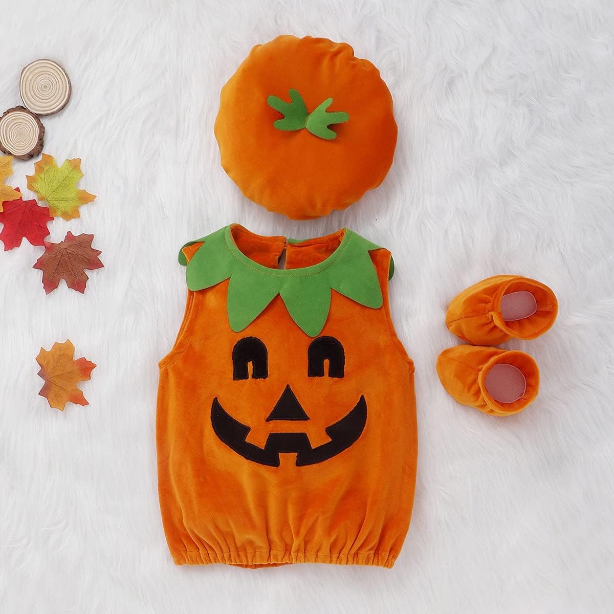 metallic orange Halloween pumpkin costume for baby boys girls