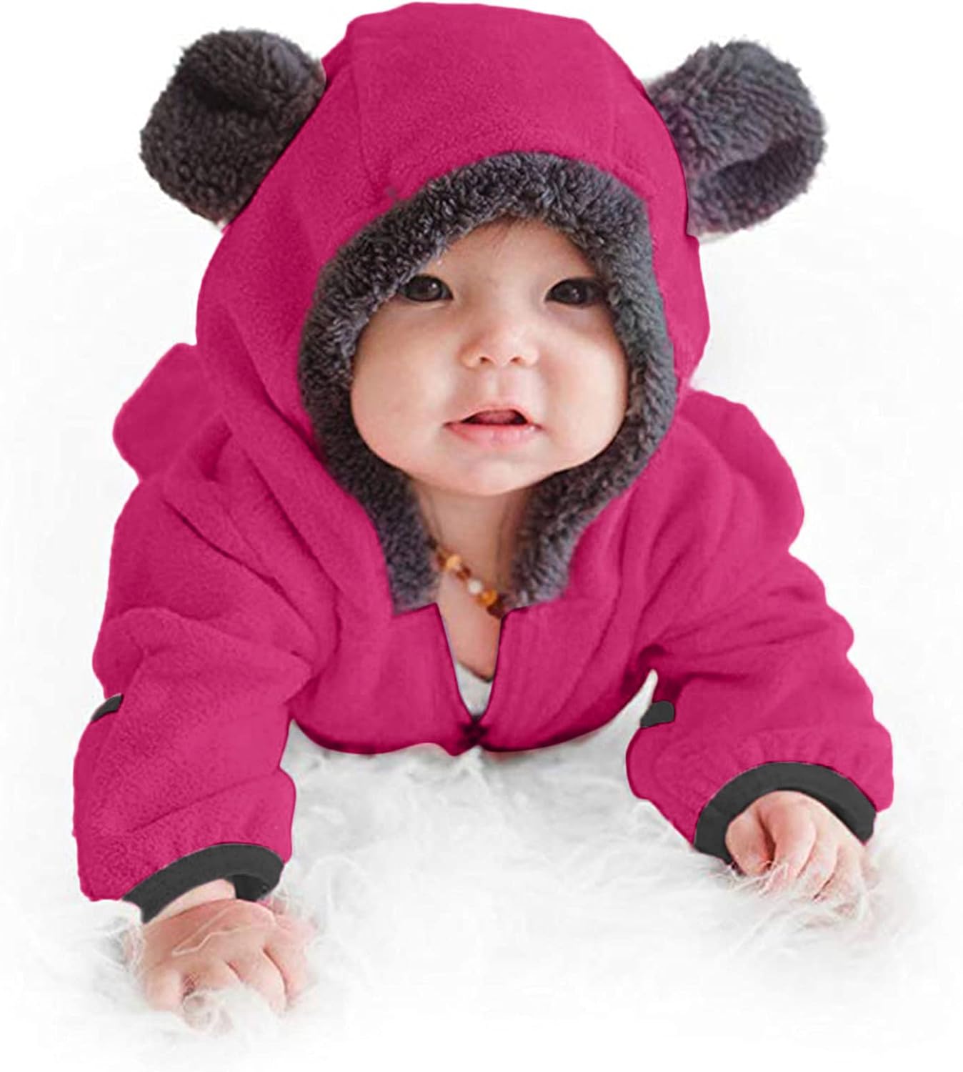 AnFeng Kids Winter Romper Cartoon Boys 2-7 Years Hot Pink Unisex Lightweight