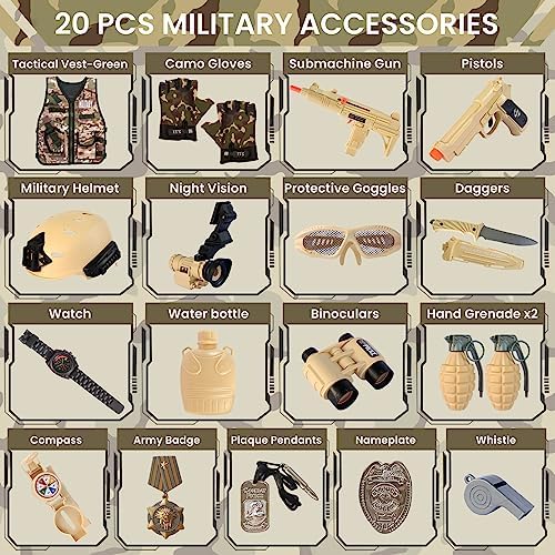 ZIRSENG Kids Army Costume Set for Halloween More