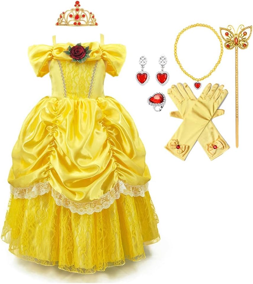 Belle Princess Beauty and the Beast Halloween Christmas Party Kids Costume 3-13