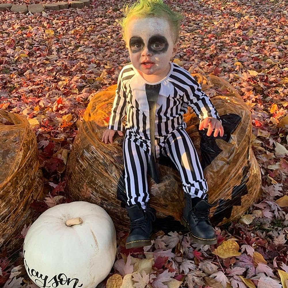 XElement Halloween-Bapedoo Black White Striped Newborn Halloween Costumes