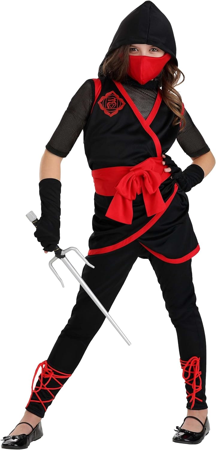 Chic Fun Girls Stealth Ninja Costume Black Red