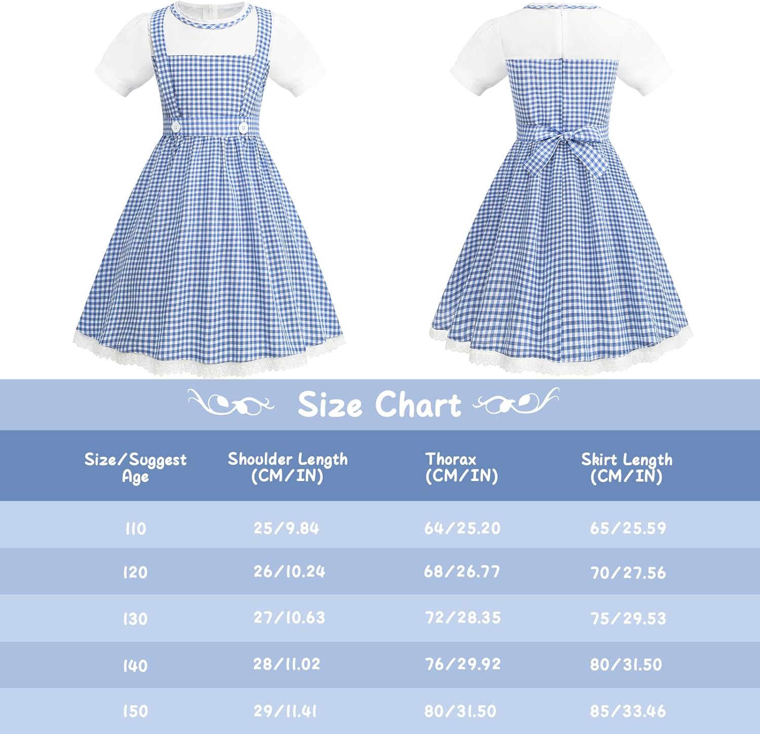 Girls Blue Plaid Halloween Costume with Accessories