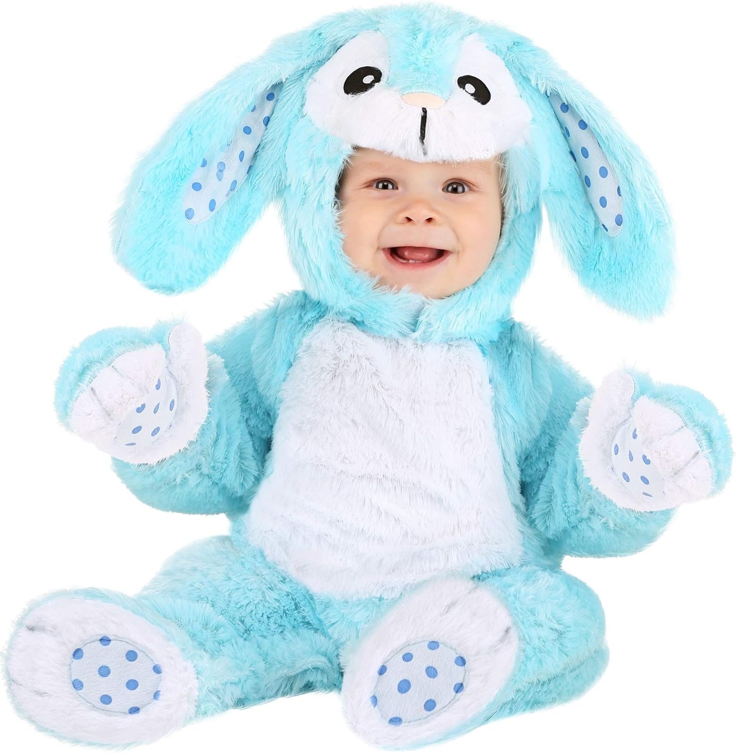 Cozy Blue Bunny Baby Costume Fun Costumes Soft Jumpsuit With Mitts Booties
