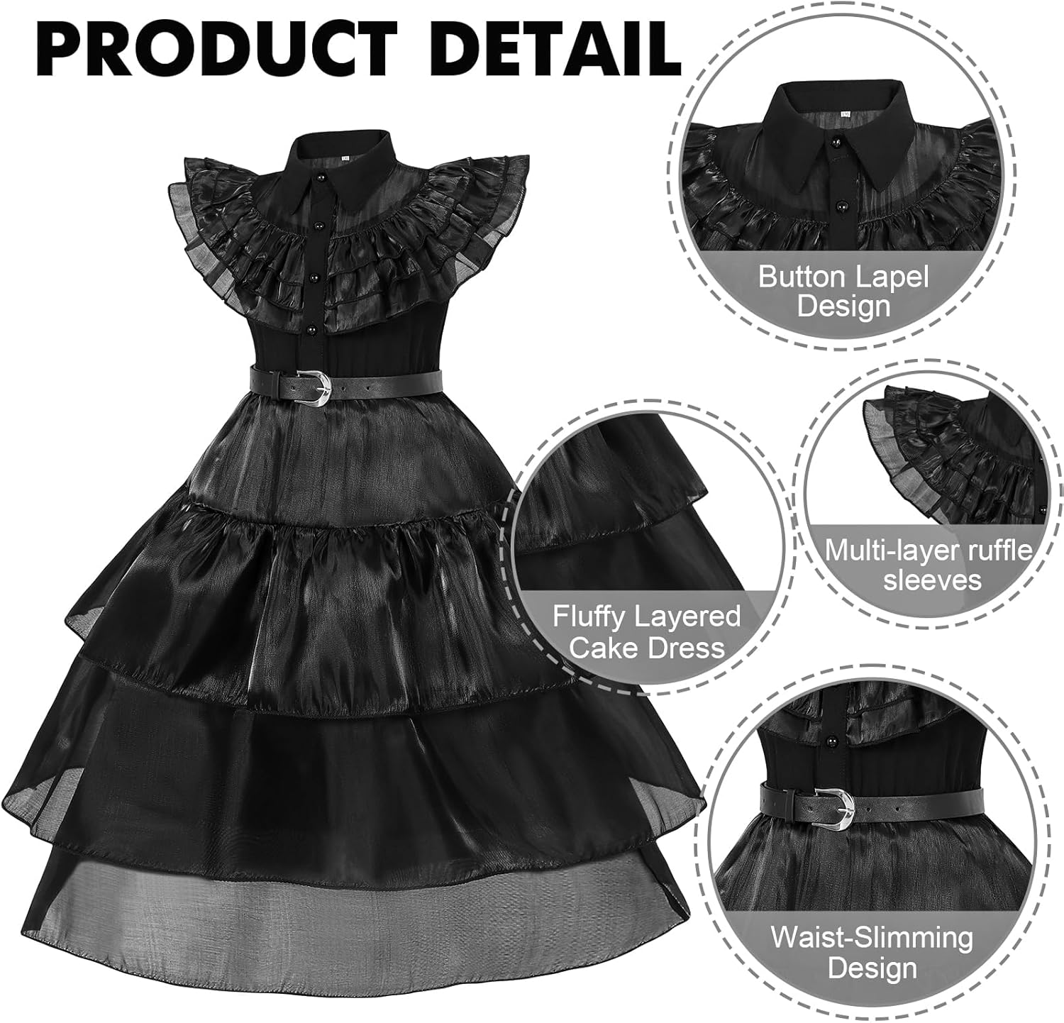 WYB Black Costume Dress for Girls - Cosplay Party Set
