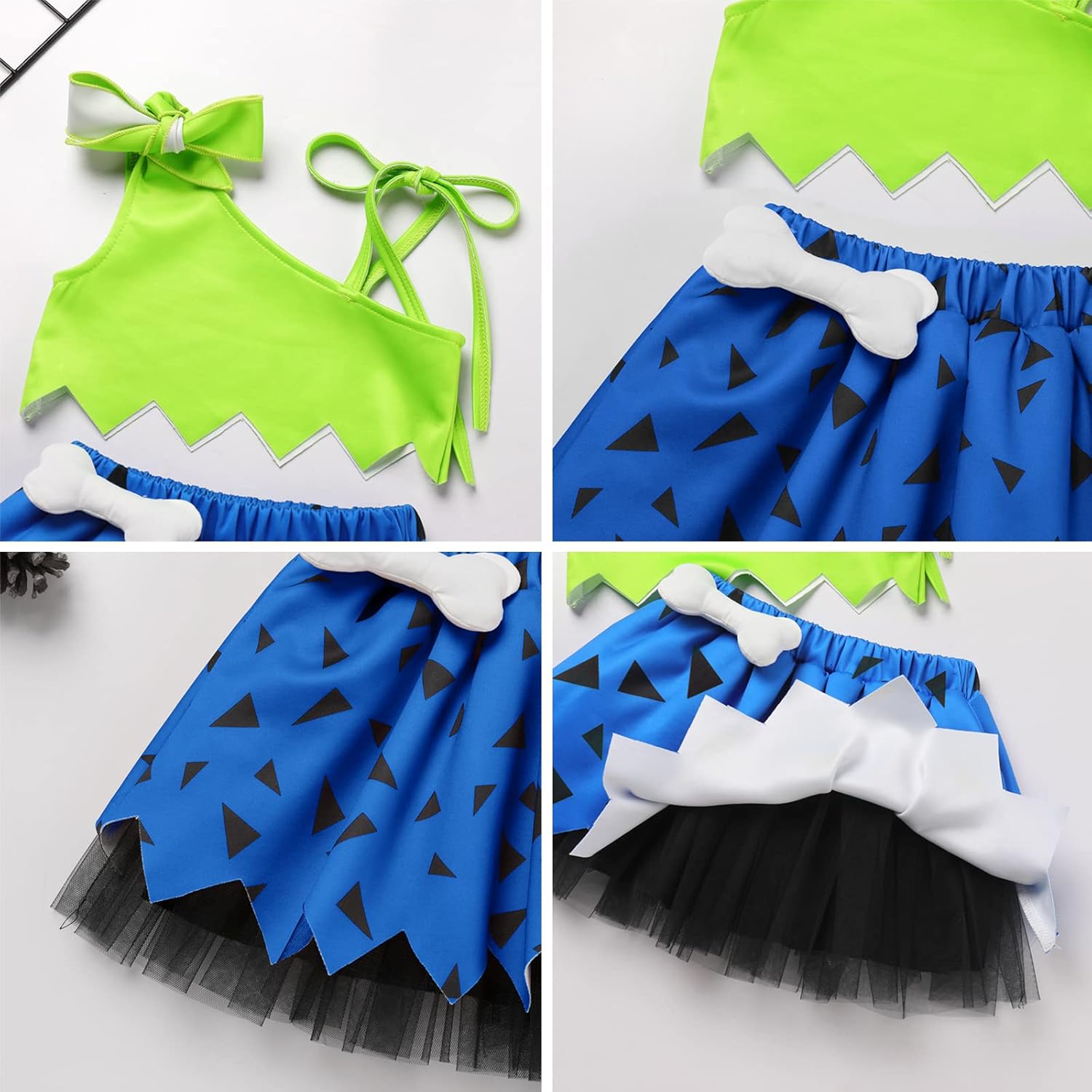 Exclusive IDOPIP Halloween costume - Stone Age Kids Baby CavemanCave Girl Bam Bam Costume