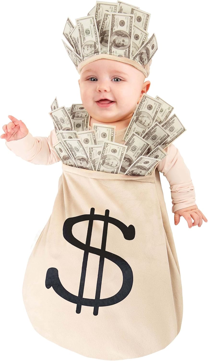 Adorable Baby Money Costume Bunting Sleeveless with Dollar Sign