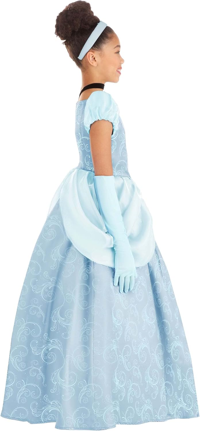 Girls Disney Premium Cinderella Costume Blue Dress Ball Gown Outfit