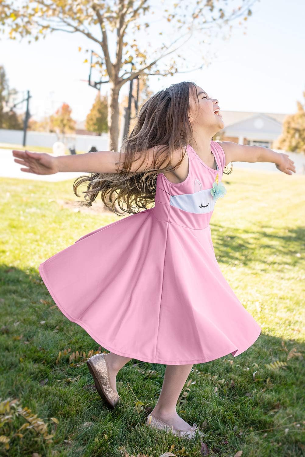 Little Adventures Pink Unicorn Princess Twirl Dress Girls
