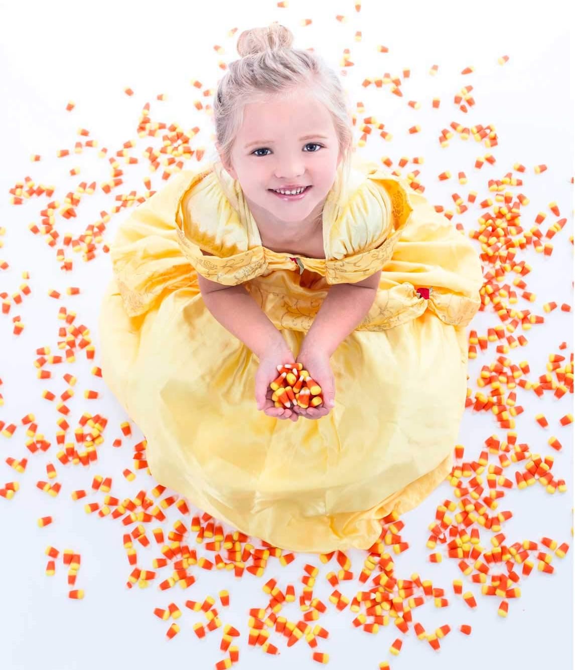 Machine Washable Yellow Beauty Princess Costume for Kids
