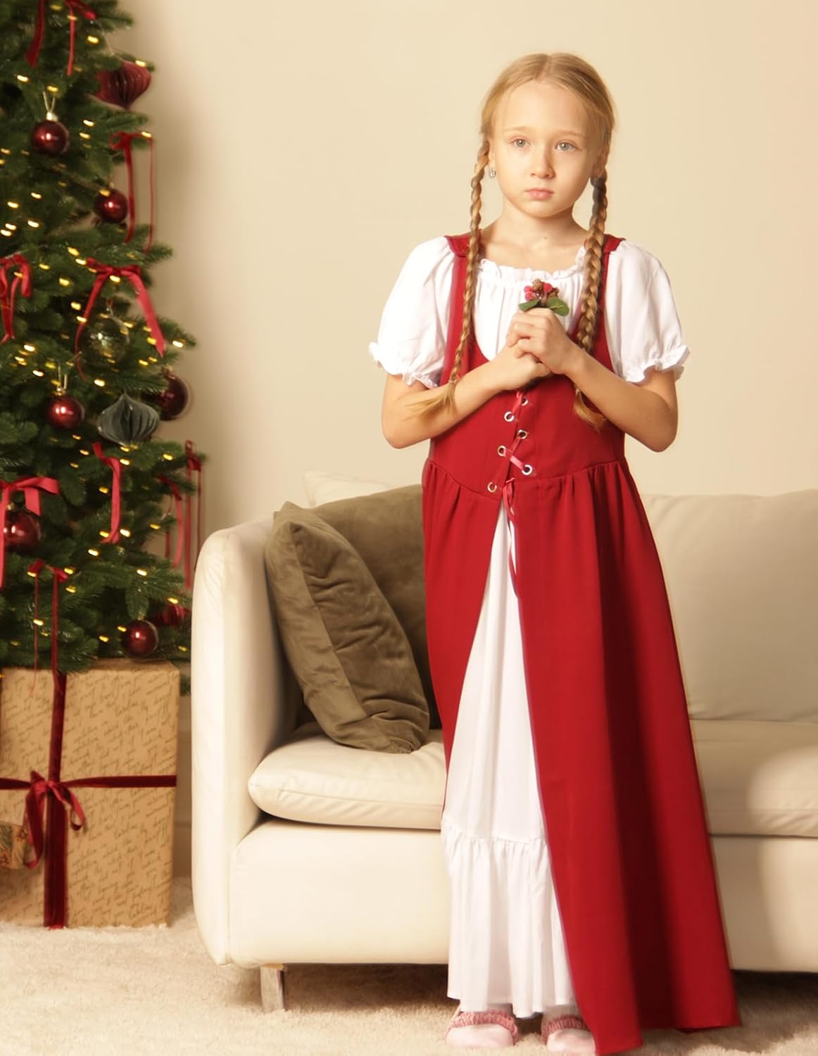 Girls Medieval Princess Dress Up Two-Piece Costume - Renaissance Party Rental