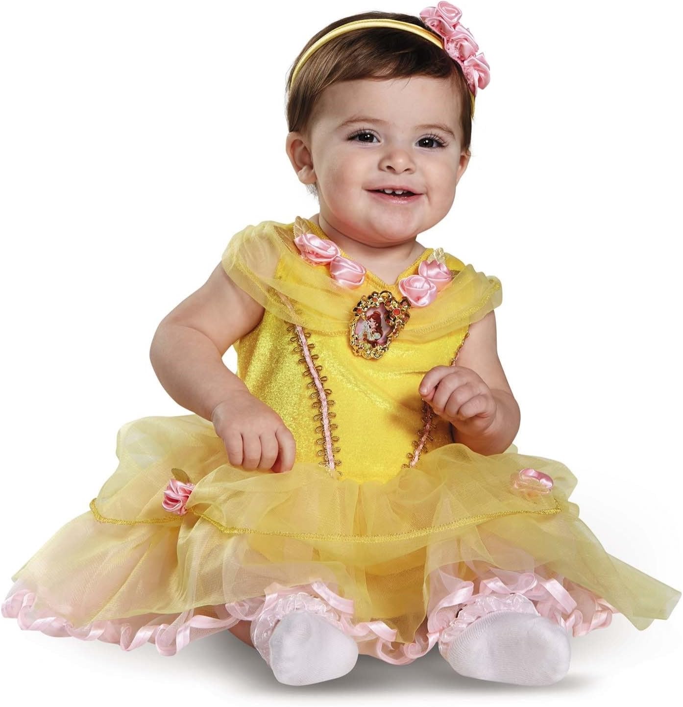 Disneys BelleInfant Yellow Dress for Baby Girls 12-18 mths