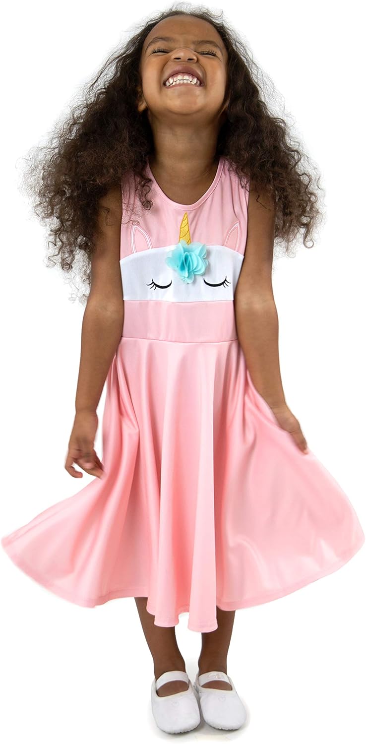 Little Adventures Pink Unicorn Princess Twirl Dress Girls