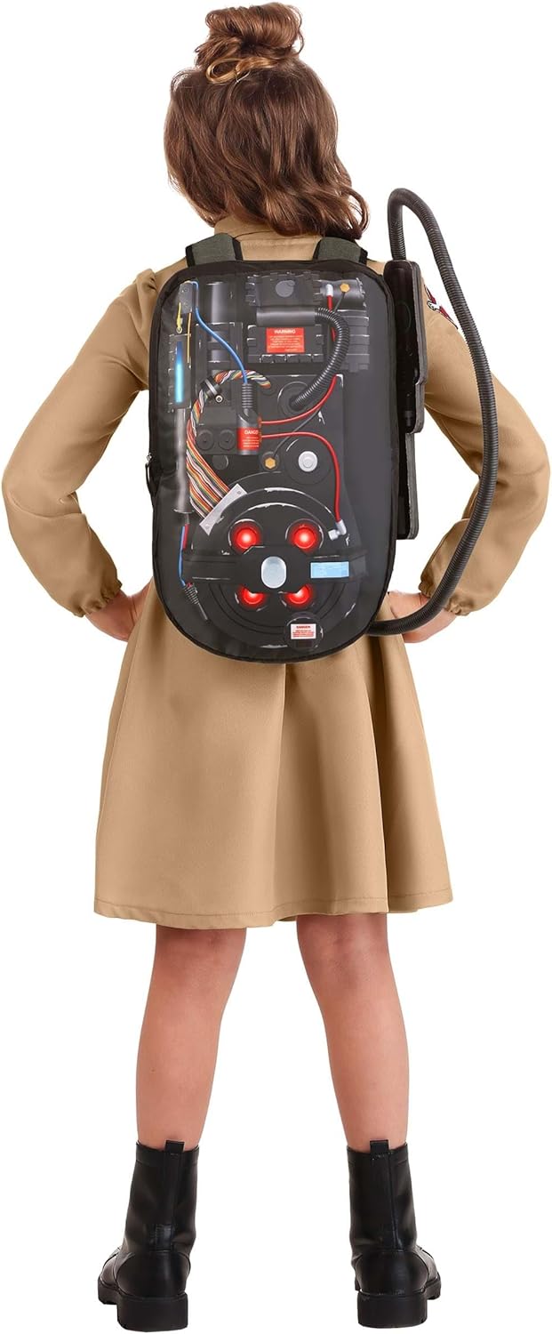 Girls Ghostbusters Costume Dress with Proton Pack Badges