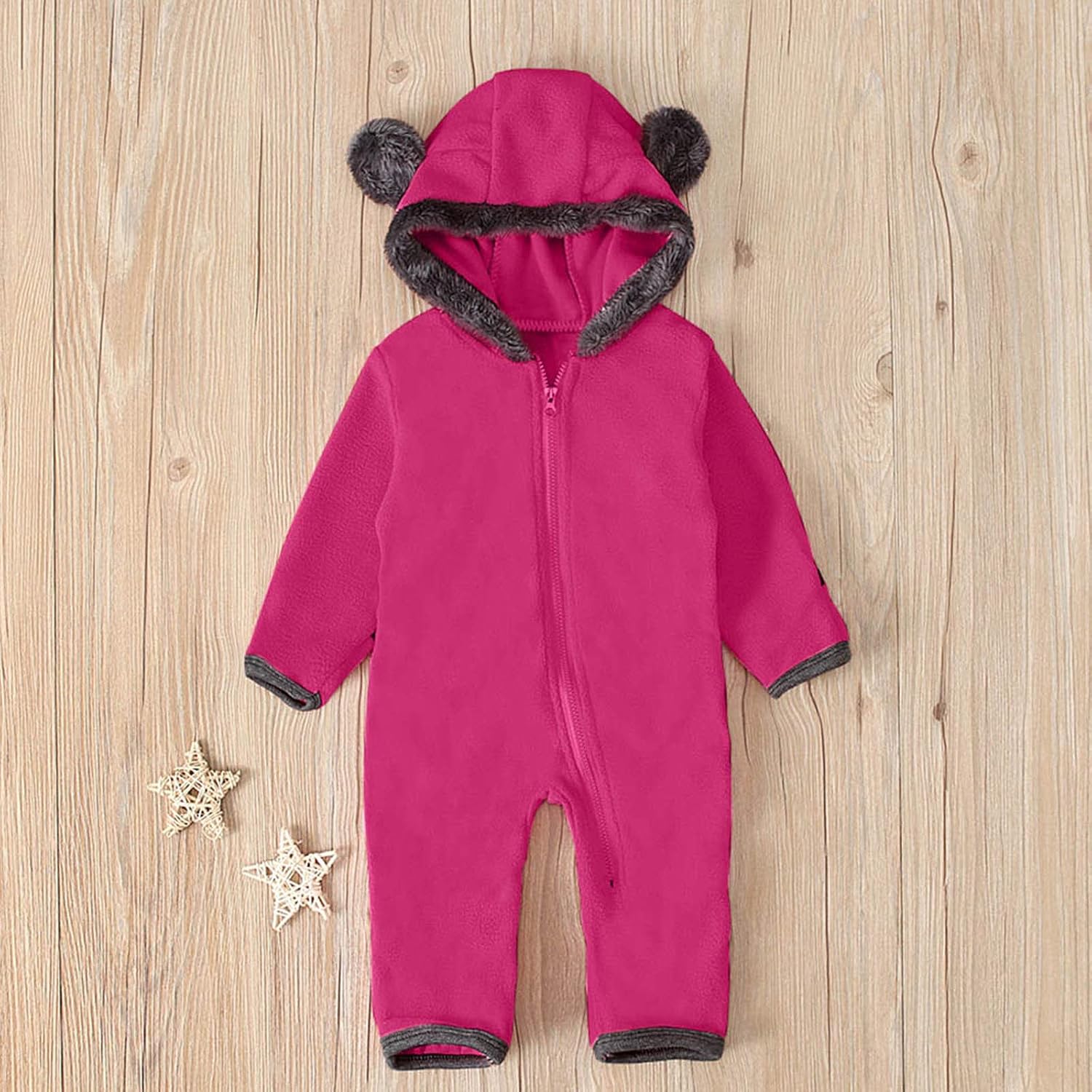 AnFeng Kids Winter Romper Cartoon Boys 2-7 Years Hot Pink Unisex Lightweight