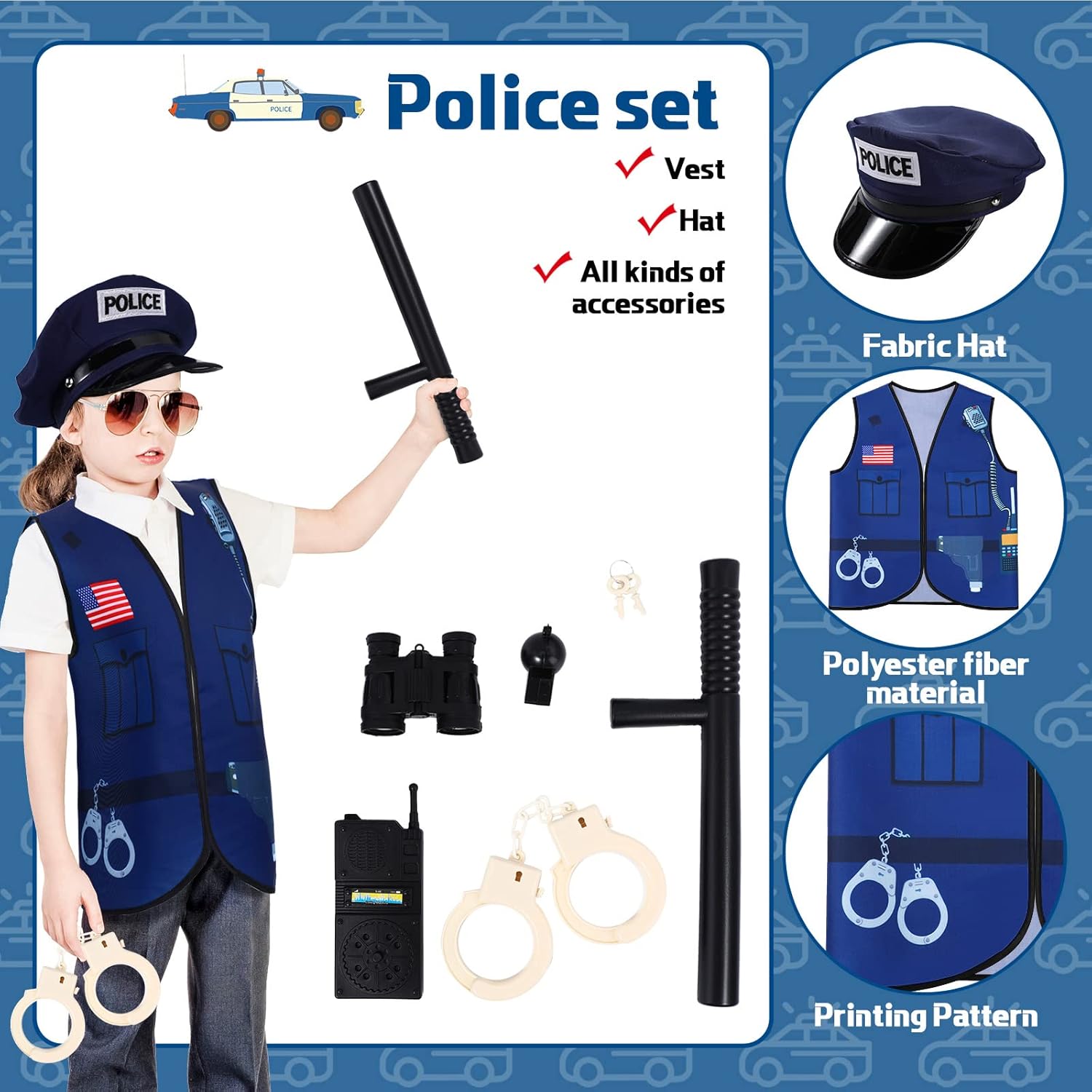 Bonuci 3-7 Years Kids Police Fireman Worker Costumes Set Toys Games