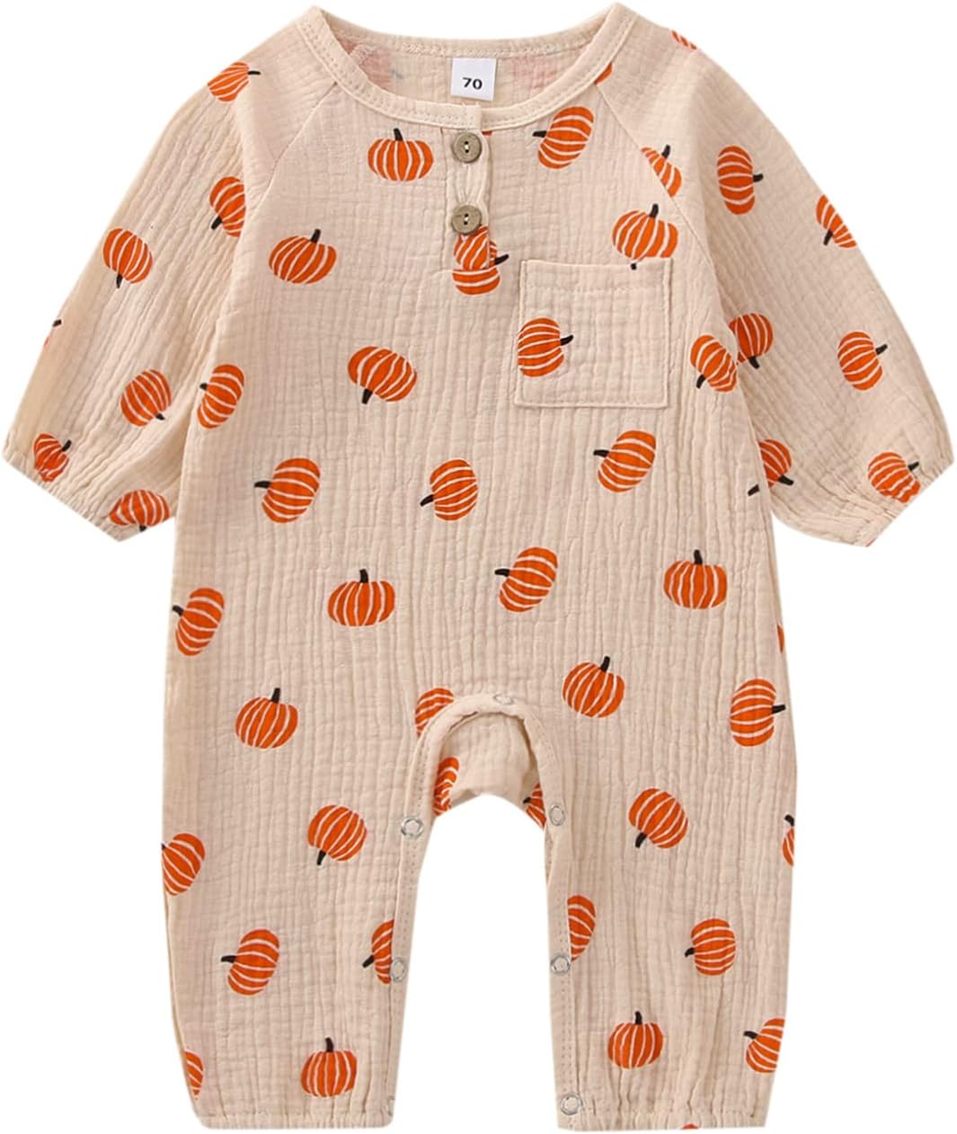 Halloween Baby Boy Girl Outfit Pumpkin Long Sleeve Onesie Romper Jumpsuit