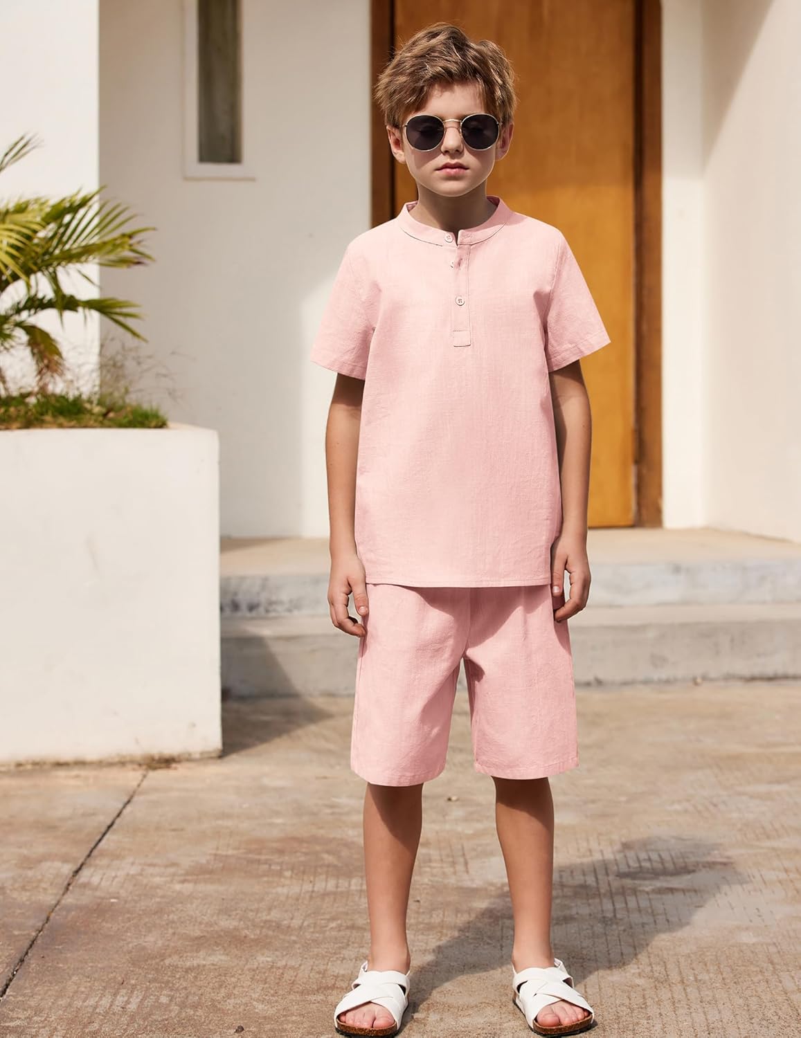Arshiner Boys 2-Piece Cotton Linen Set