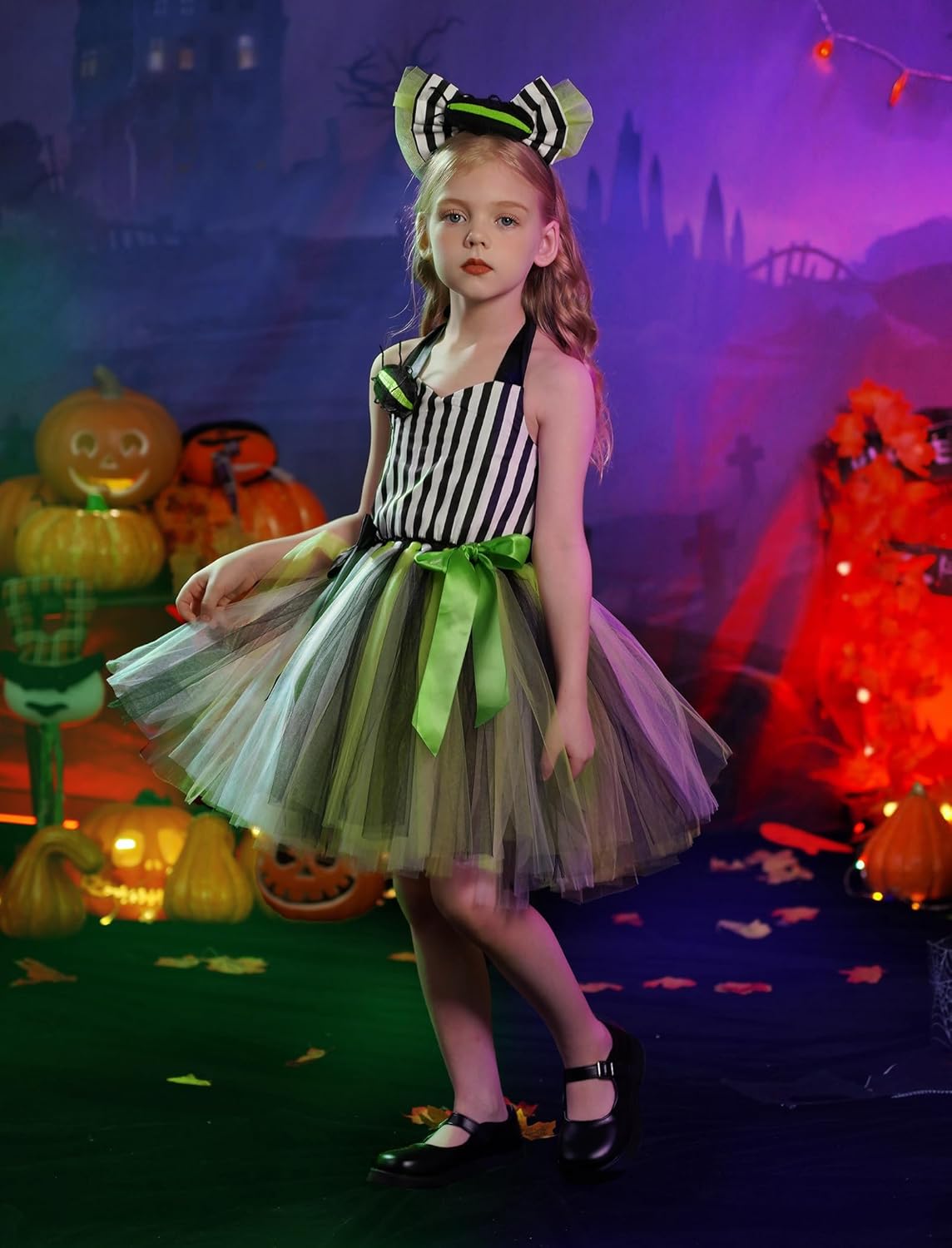 IBTOM CASTLE Girls Halloween Floral Ruffle Tutu Dress