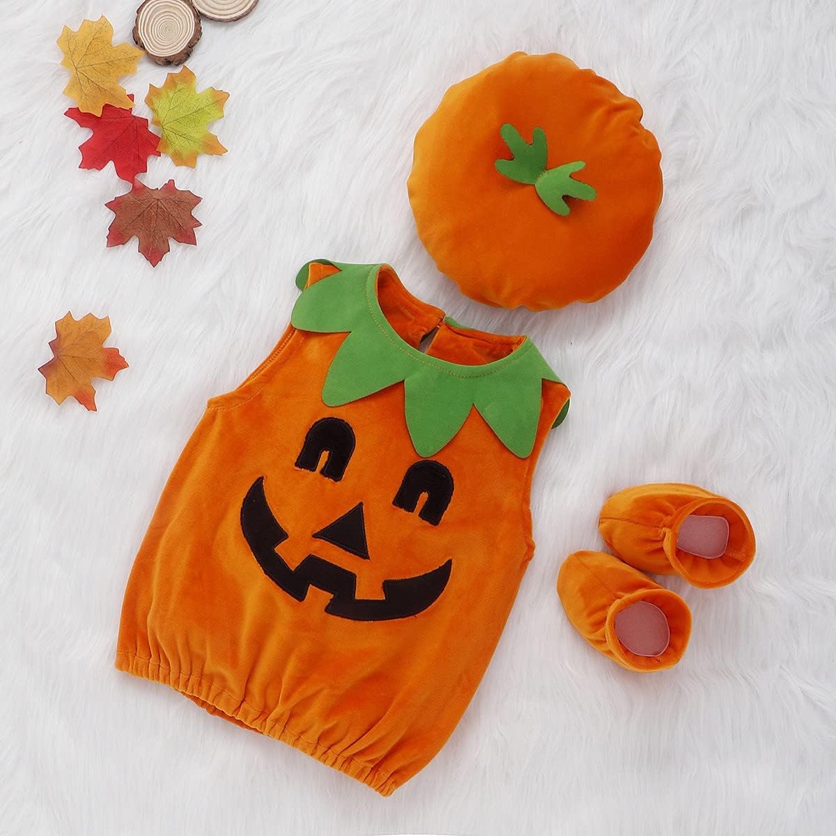 metallic orange Halloween pumpkin costume for baby boys girls